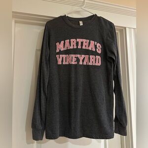 Martha’s Vineyard Gray Long Sleeve Shirt with Pink Lettering Discount